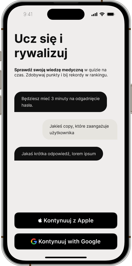 Zrzut ekranu aplikacji MedQuiz
